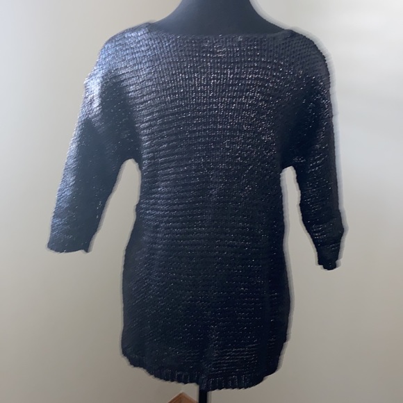 Jennifer Lopez shiny 100% cotton black sweater XS but stretches to S. never worn - Picture 4 of 6